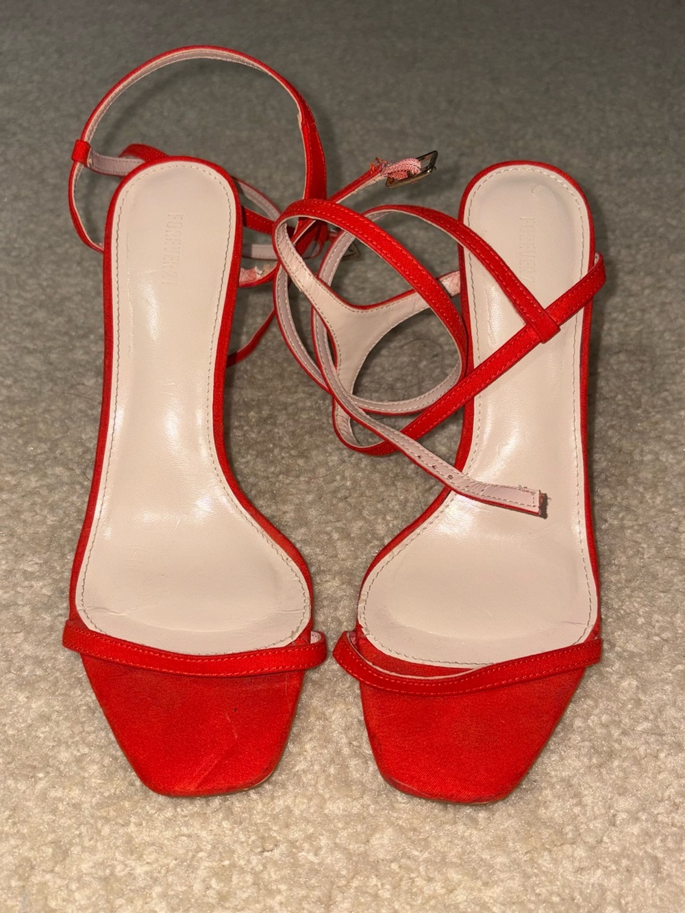 FOREVER 21 Red Strappy Women's Heeled Sandals